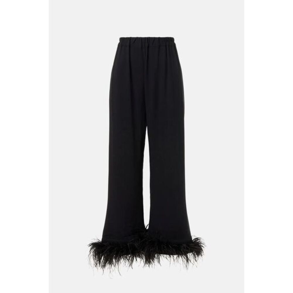 Sleeper Women's Feather-Trim Cuffs Pajama Pants SIZE S $250